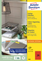 Etikety farebné 70x37mm Avery A4 100 hárkov červené – Obrázok 2