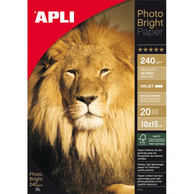 AG004455 Fotopapier 10x15cm APLI Bright, 240g, 20 hárkov – Obrázok 1