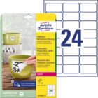 Etikety polyesterové veľmi odolné 63,5x33,9mm Avery A4 biele odnímateľné 20 hárkov