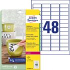 Etikety polyesterové veľmi odolné 45,7x21,2mm Avery A4 biele odnímateľné 20 hárkov