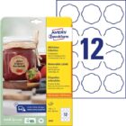 Etikety v tvare kvetu 60x59,5mm Avery 10 hárkov biele