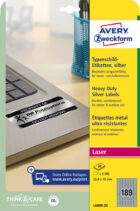 Etikety polyesterové veľmi odolné 25,4x10mm Avery A4 strieborné 20 hárkov – Obrázok 7